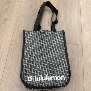 Lululemon Smal Reusable Tote Bag Black Grey Geometric Monogram Logo Shopping Bag